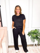 Soft Glide Wide Leg Pants in Black - Reg/Curvy - FINAL SALE - Macoma Boutique290 Loungewear/Sets
