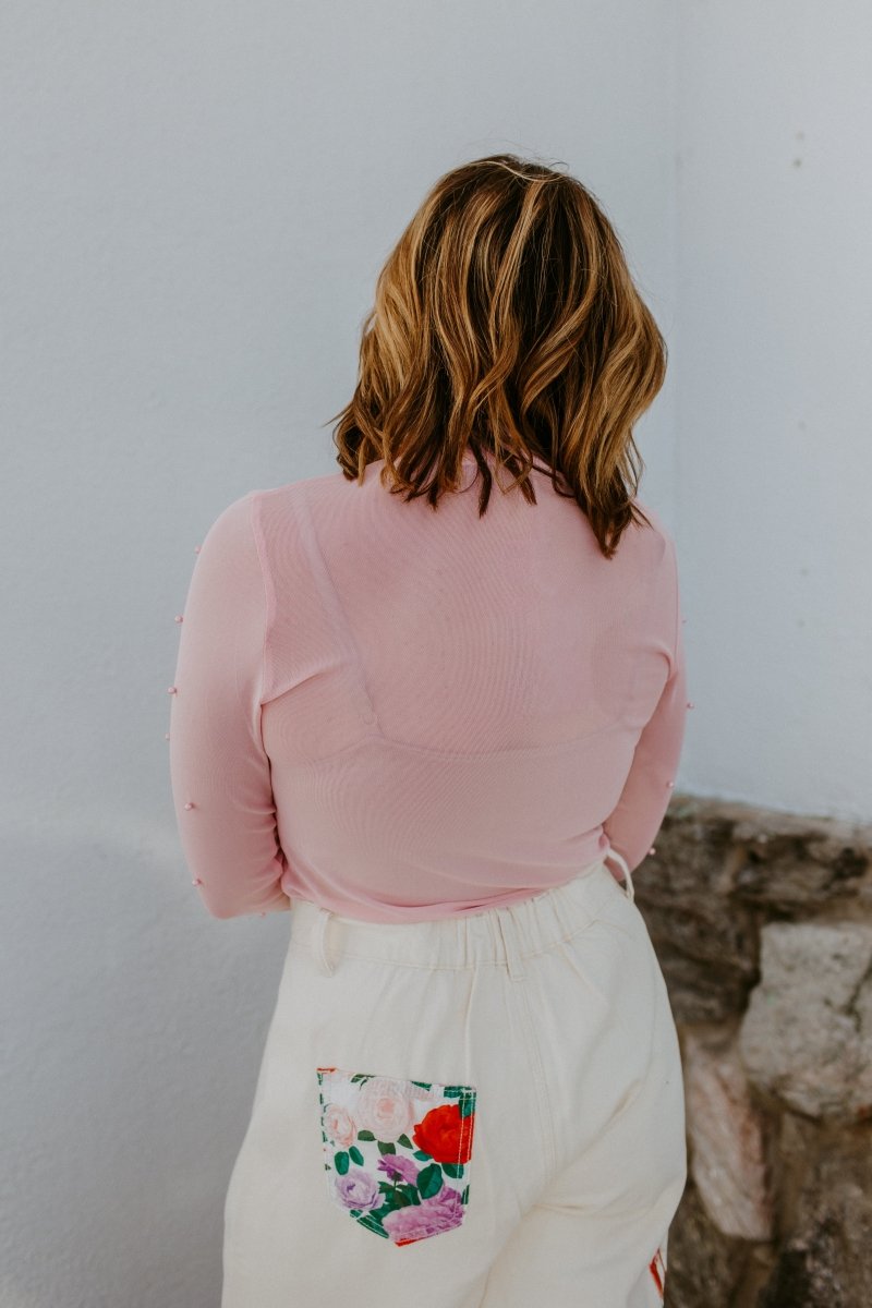 Soft Glow Pearl Top In Pink - Reg & Curvy - Macoma Boutique120 Long Sleeve