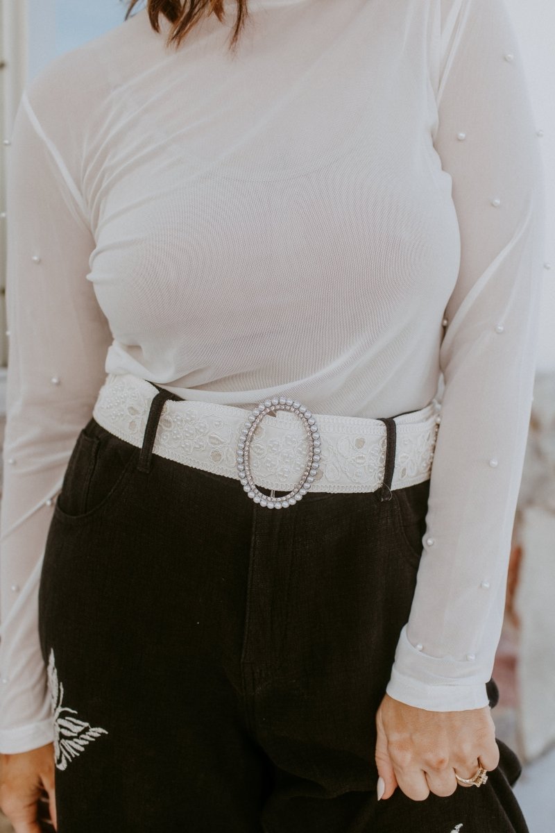 Soft Glow Pearl Top In White - Reg & Curvy - Macoma Boutique120 Long Sleeve