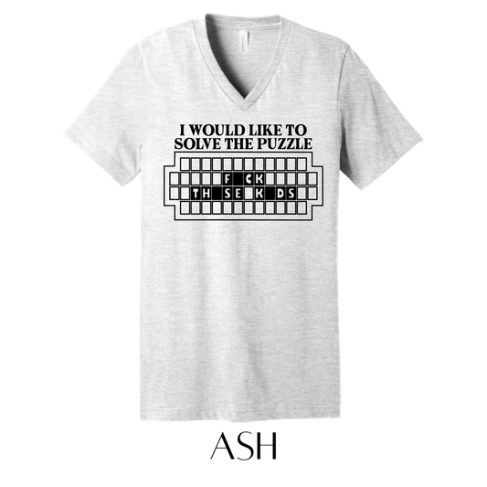 Solve The Puzzle V - Neck Graphic Tee - FINAL SALE - Macoma Boutique555 Presales