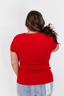 Somewhere Over The Red Bow Top - Reg/Curvy - Macoma Boutique100 Short Sleeve