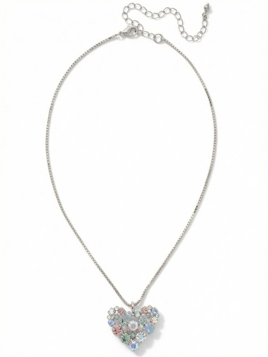 Sorrelli Rainbow Quartz Crystal Heart Pendant Necklace - Macoma Boutique310 Accessories/Jewelry