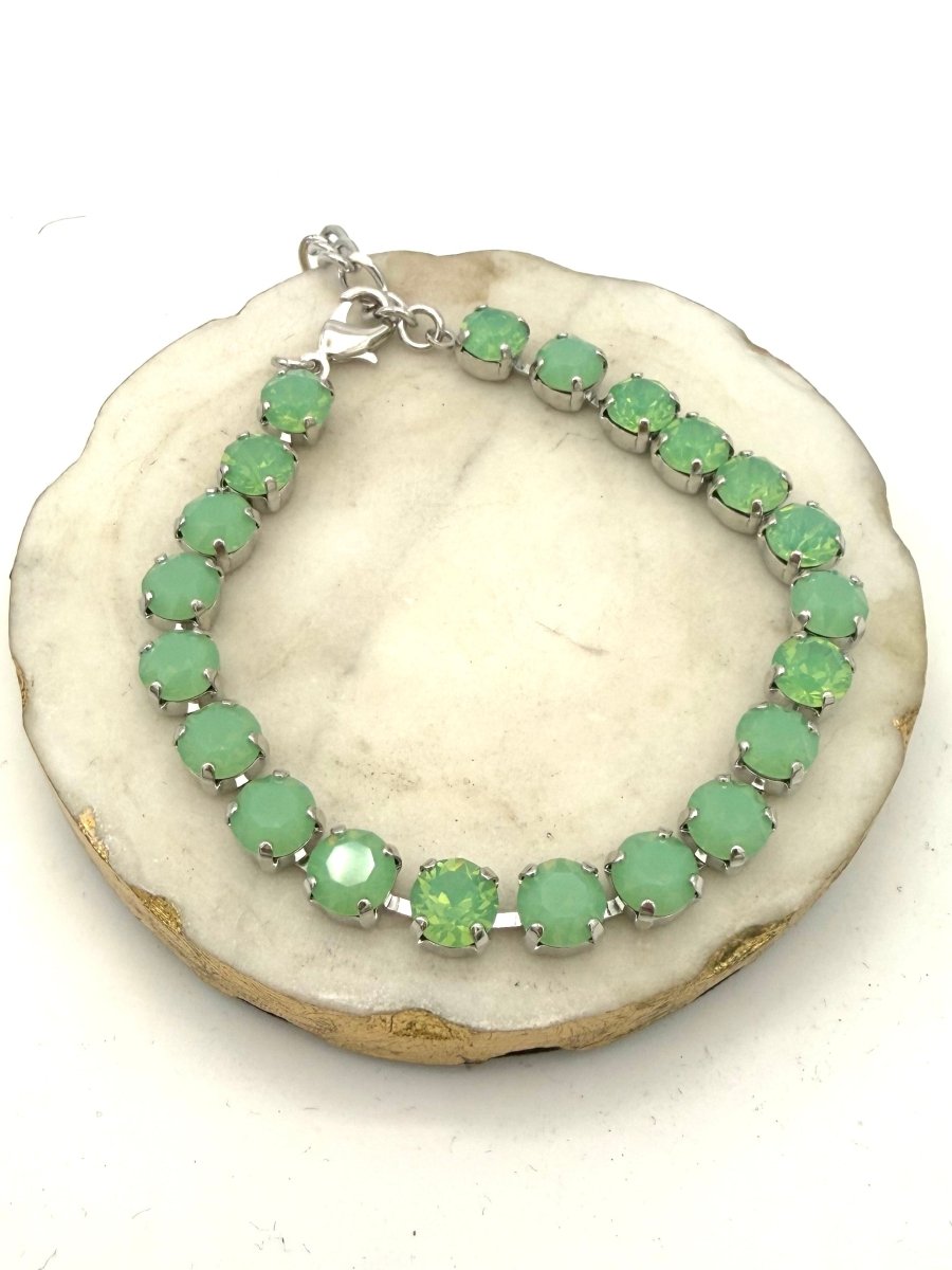Sparkle Therapy Anklet in Silver Green - Macoma Boutique315 Jewelry