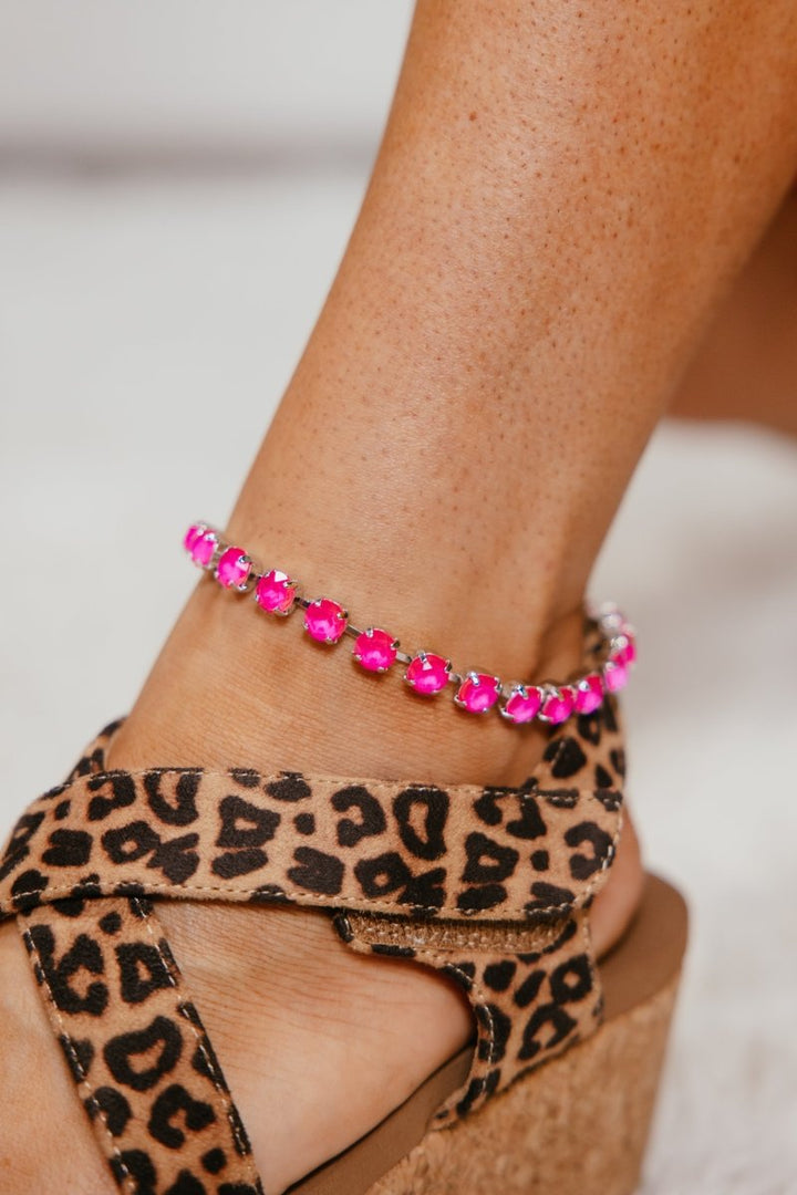 Sparkle Therapy Anklet in Silver Hot Pink - Macoma Boutique315 Jewelry