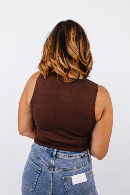 Split Decision Vest in Brown - FINAL SALE - Macoma Boutique110 Tanks