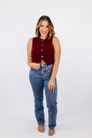 Split Decision Vest in Red Wood - FINAL SALE - Macoma Boutique110 Tanks