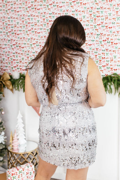 Spotlight Stealer Dress In Silver - Macoma Boutique250 Dresses