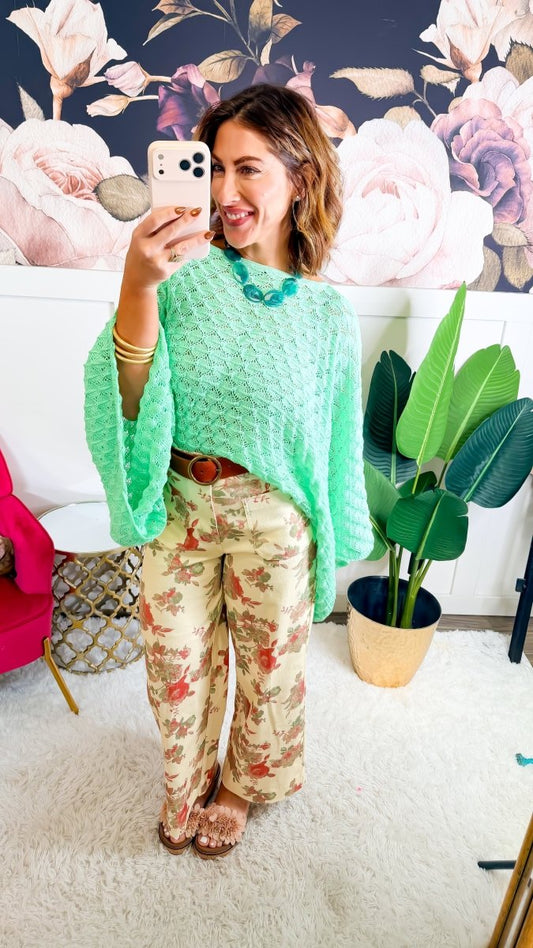 Spring Free Spirit Bell Sleeve Top In Mint - Macoma Boutique120 Long Sleeve