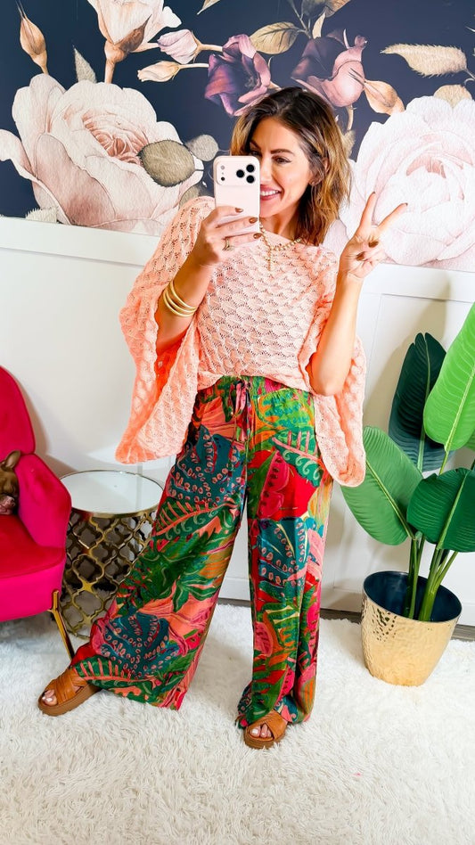 Spring Free Spirit Bell Sleeve Top In Peach - Macoma Boutique120 Long Sleeve