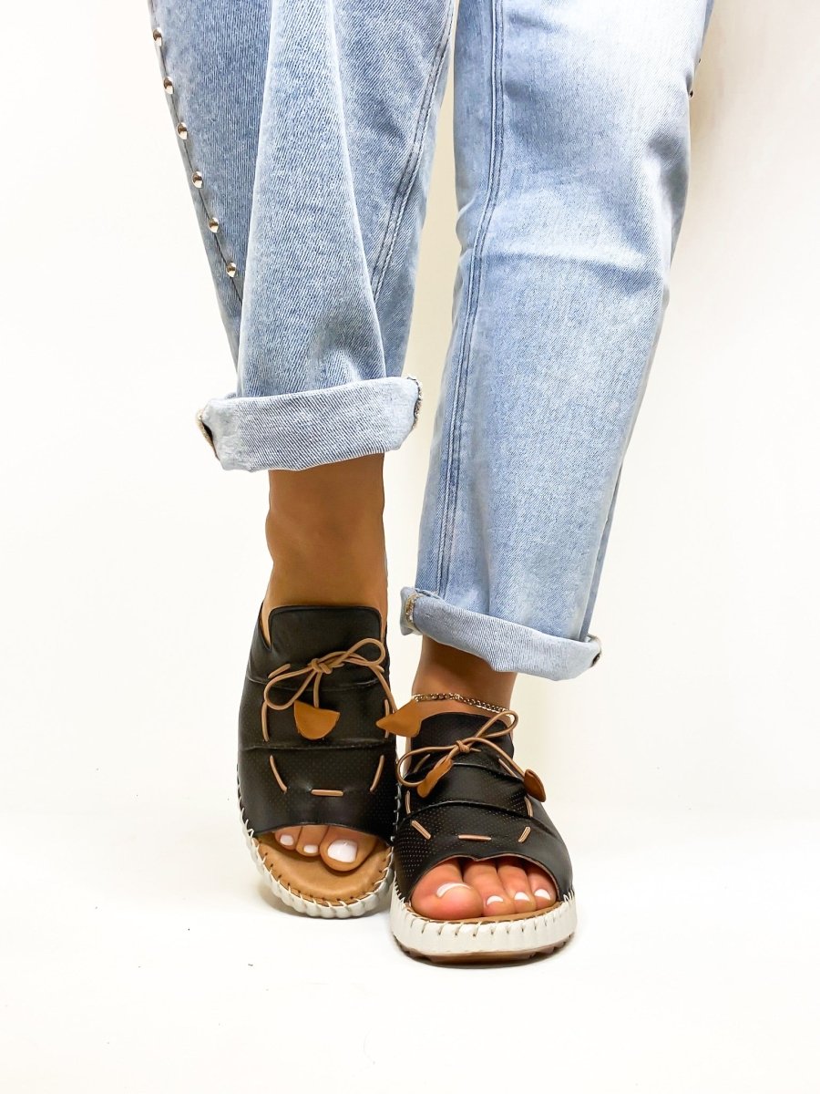 Spring Step Black Nevelle Wedge Sandals - Macoma Boutique302 Wedges & Heels