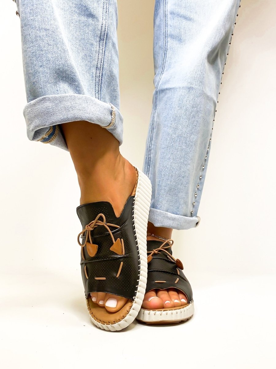 Spring Step Black Nevelle Wedge Sandals - Macoma Boutique302 Wedges & Heels