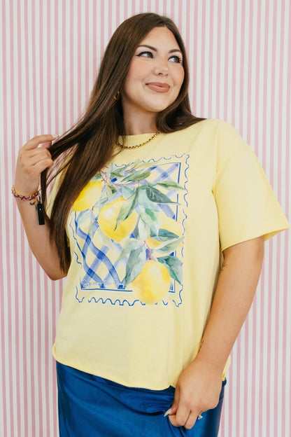 Squeeze The Day Tee In Yellow - Reg & Curvy - Macoma Boutique140 Graphic Tees