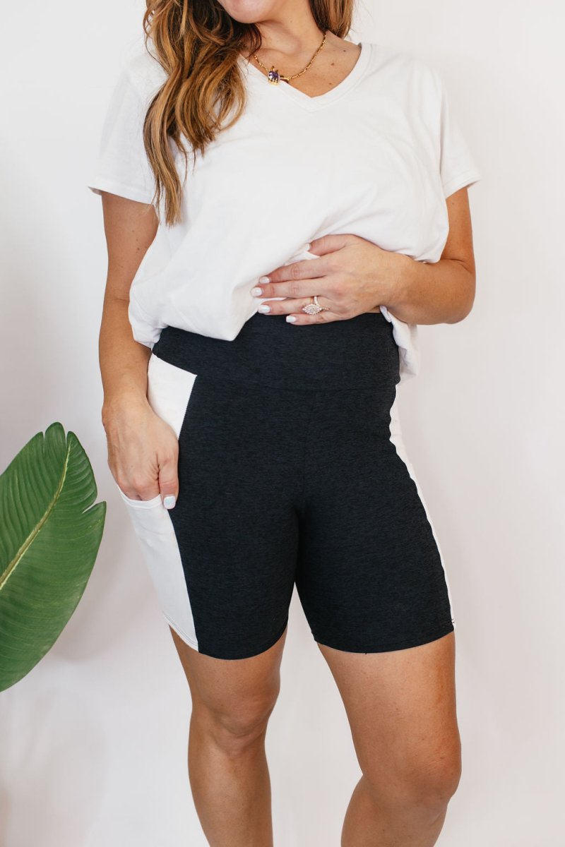 Staple Piece Biker Shorts In Black And White - Reg & Curvy