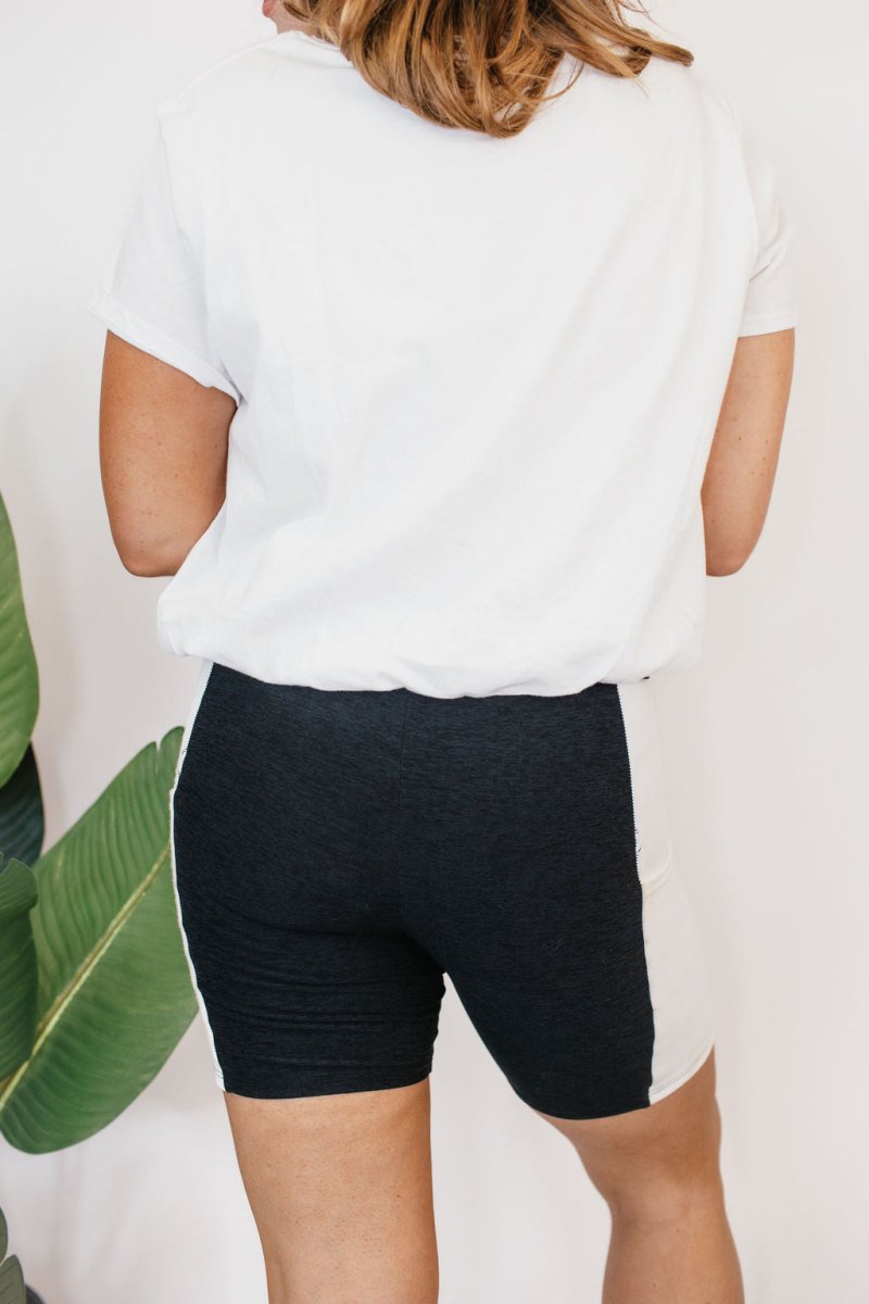 Staple Piece Biker Shorts In Black And White - Reg & Curvy - Macoma Boutique280 Activewear