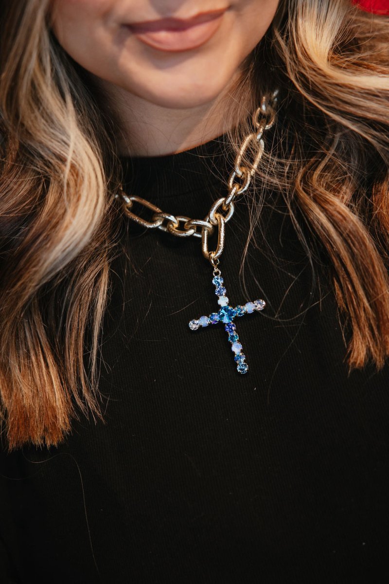 Starlight Cross Charm in Blue - Macoma Boutique315 Jewelry