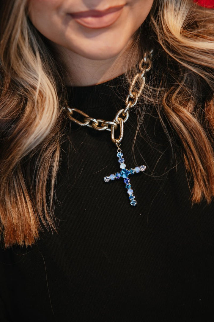 Starlight Cross Charm in Blue - Macoma Boutique315 Jewelry