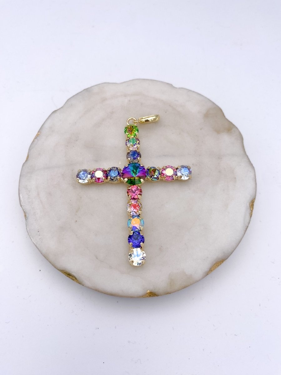 Starlight Cross Charm in Rainbow Prism - Macoma Boutique315 Jewelry