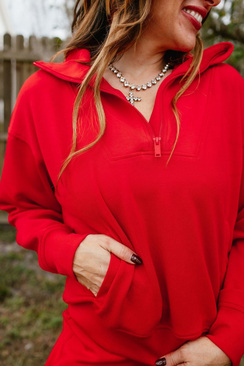 Statement Comfort Half Zip Pullover - Reg & Curvy - Macoma Boutique130 Sweaters