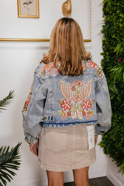 Stitched In Bloom Denim Jacket - Macoma Boutique170 Denim