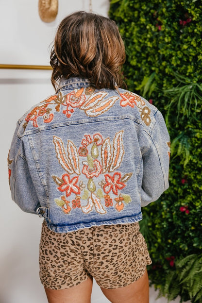 Stitched In Bloom Denim Jacket - Macoma Boutique170 Denim