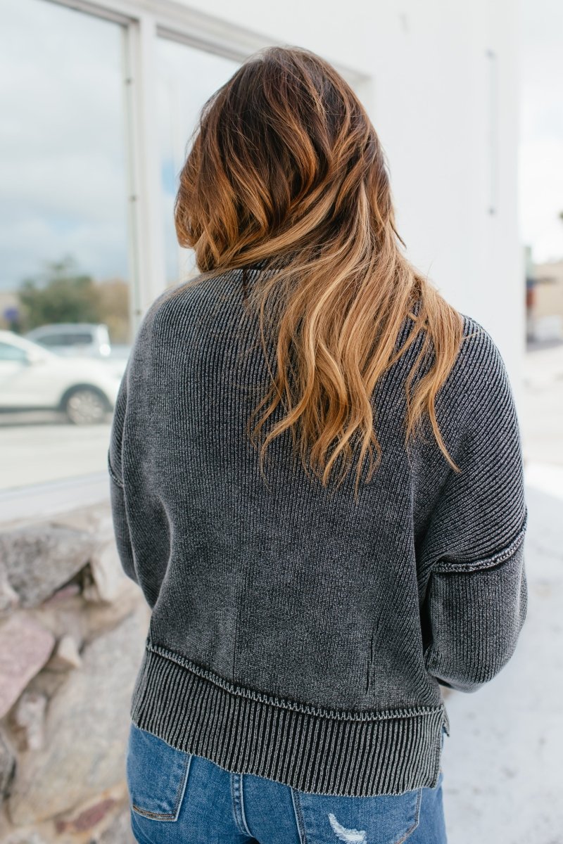 Stonewashed Comfort Sweat In Charcoal - Macoma Boutique130 Sweaters