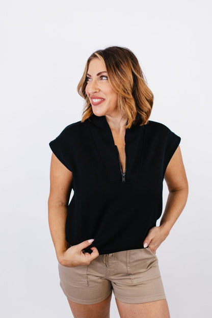 Streamlined Scuba Top in Black - Reg/Curvy - FINAL SALE - Macoma Boutique280 Activewear