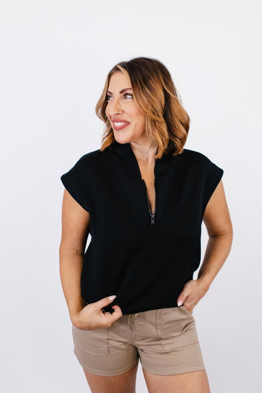 Streamlined Scuba Top in Black - Reg/Curvy - FINAL SALE - Macoma Boutique280 Activewear