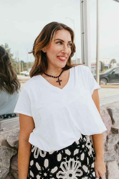 Street Chic Bubble Tee In Ivory - Macoma Boutique100 Short Sleeve