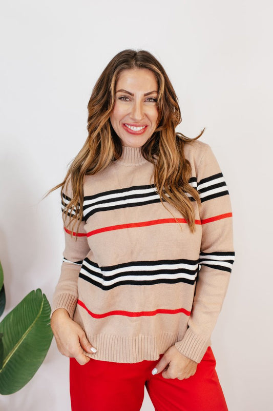 Striped & Chic Sweater - Reg & Curvy - Macoma Boutique130 Sweaters