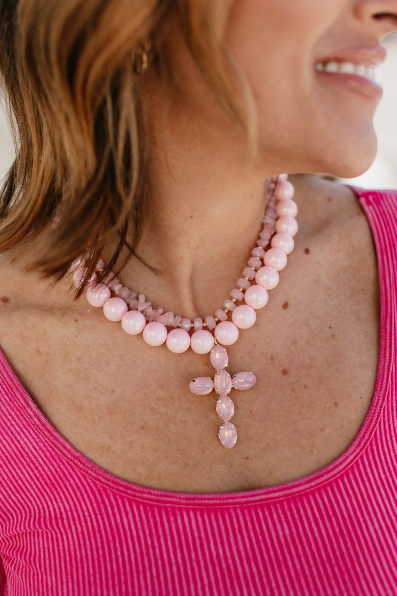 Style & Quartz Necklace In Pink - Macoma Boutique310 Accessories/Jewelry