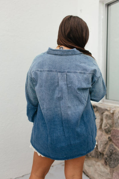 Subtle Sparkle Denim Shirt - Reg & Curvy - Macoma Boutique120 Long Sleeve