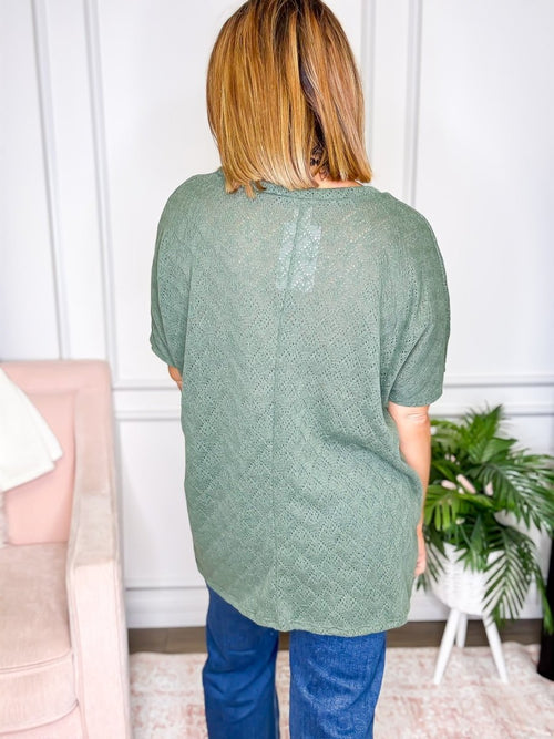 Subtle Texture Top - Reg/Curvy - FINAL SALE - Macoma Boutique100 Short Sleeve