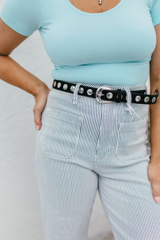 Suede Belt With Wide Studs In Black - Macoma Boutique310 Accessories/Jewelry