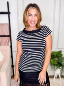 Sugar and Stripes Top - Reg/Curvy - FINAL SALE - Macoma Boutique100 Short Sleeve