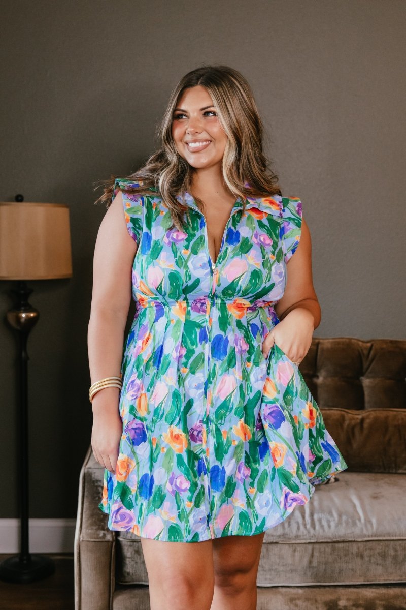 entro mini dress Entro Green Stripe Mini Dress with Pink Trim, M / Green