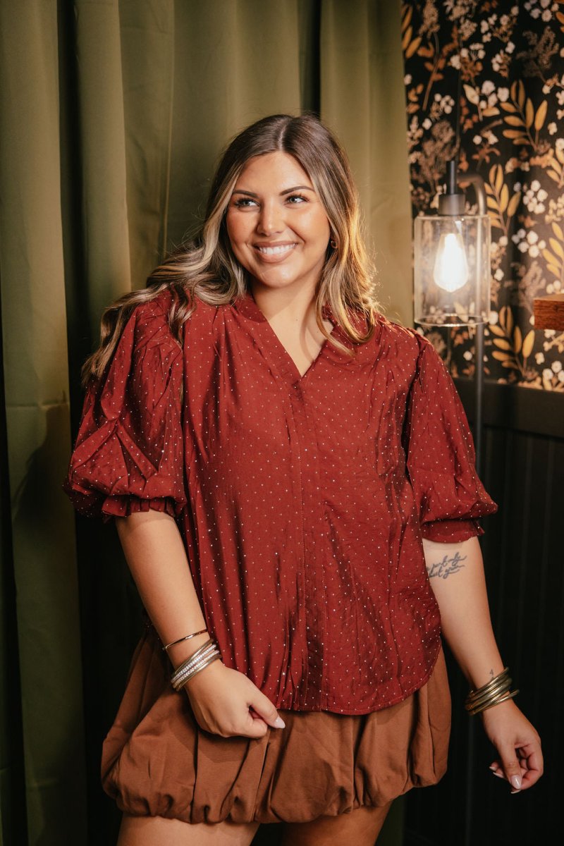 Sweet Company Top In Burnt Umber - Macoma Boutique100 Short Sleeve
