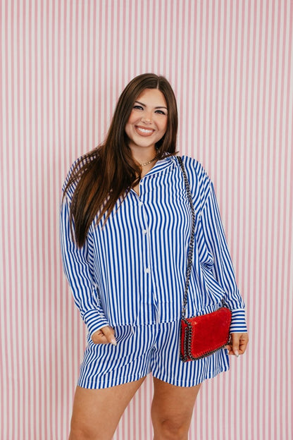 Sweet Dreams Blue Stripe Kathryn Top - Reg & Curvy - Macoma Boutique120 Long Sleeve
