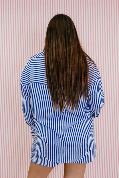 Sweet Dreams Blue Stripe Kathryn Top - Reg & Curvy - Macoma Boutique120 Long Sleeve