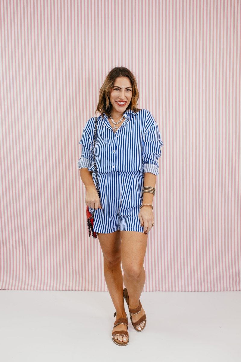 Sweet Dreams Blue Stripe Shorts - Reg & Curvy - Macoma Boutique180 Shorts