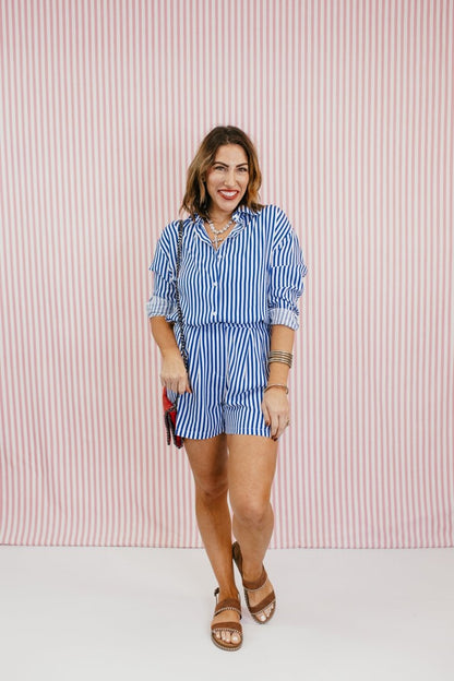 Sweet Dreams Blue Stripe Shorts - Reg & Curvy - Macoma Boutique180 Shorts