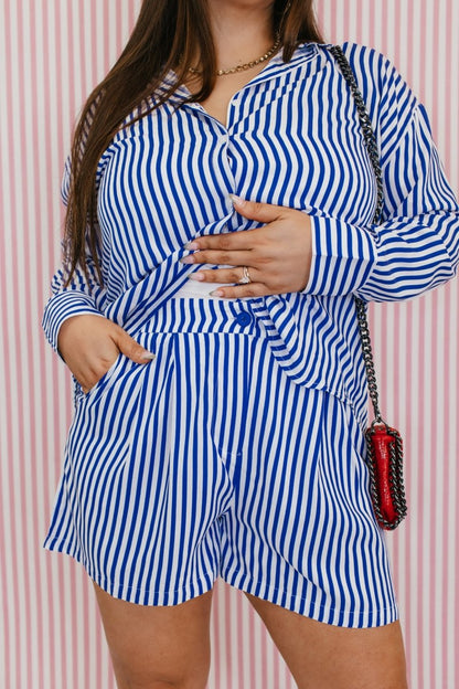 Sweet Dreams Blue Stripe Shorts - Reg & Curvy - Macoma Boutique180 Shorts