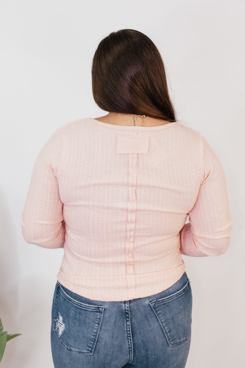 Sweetheart Henley Top In Powder Pink - Macoma Boutique120 Long Sleeve
