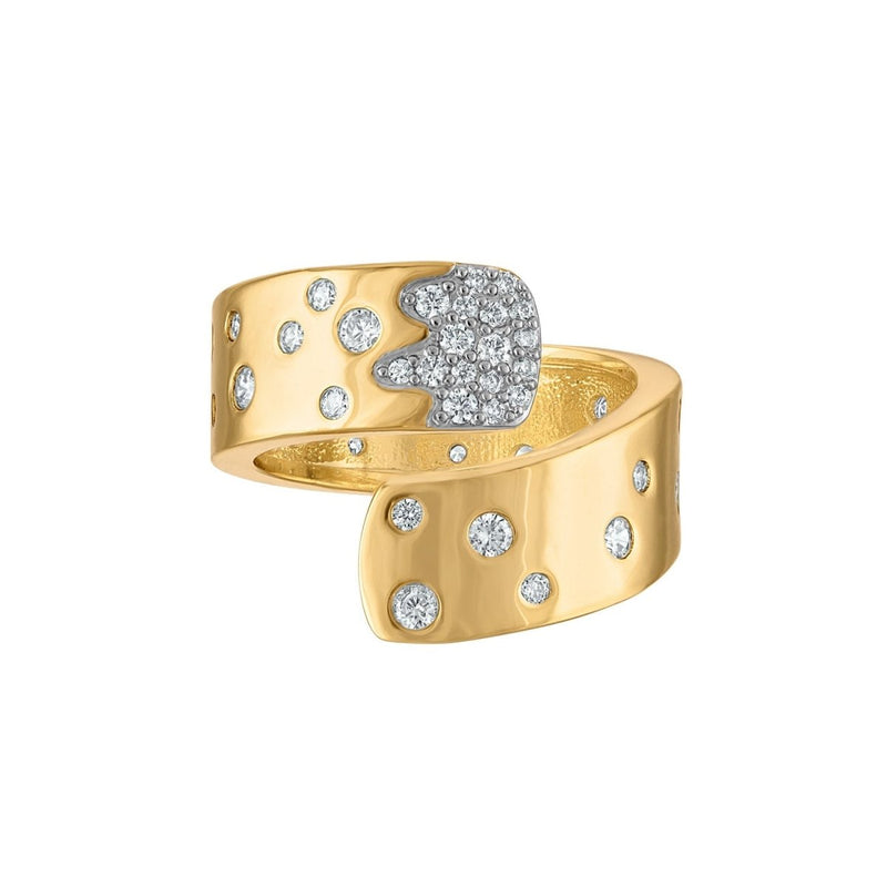Swirl Scattered Pave Ring in Silver/Gold
