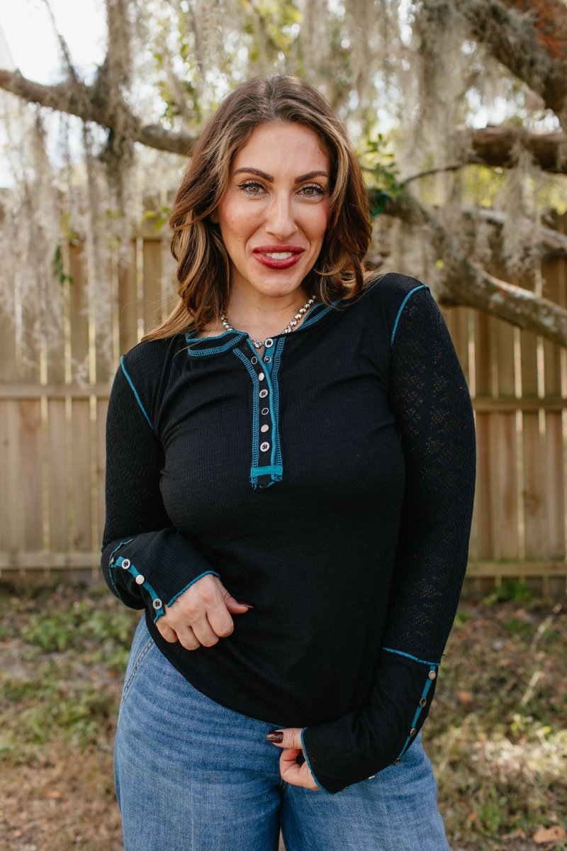 Teal Touch Top - Macoma Boutique120 Long Sleeve