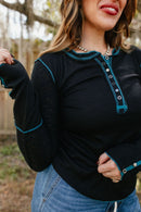 Teal Touch Top - Macoma Boutique120 Long Sleeve
