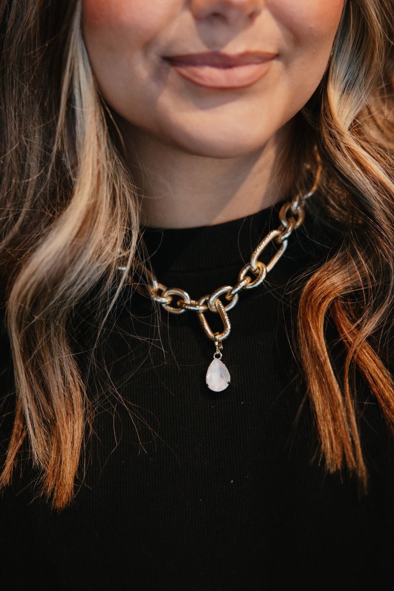 Teardrop Charm in White - Macoma Boutique315 Jewelry
