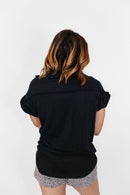 The Button Breeze Top in Black - Reg/Curvy - FINAL SALE - Macoma Boutique100 Short Sleeve