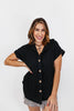 The Button Breeze Top in Black - Reg/Curvy - FINAL SALE - Macoma Boutique100 Short Sleeve