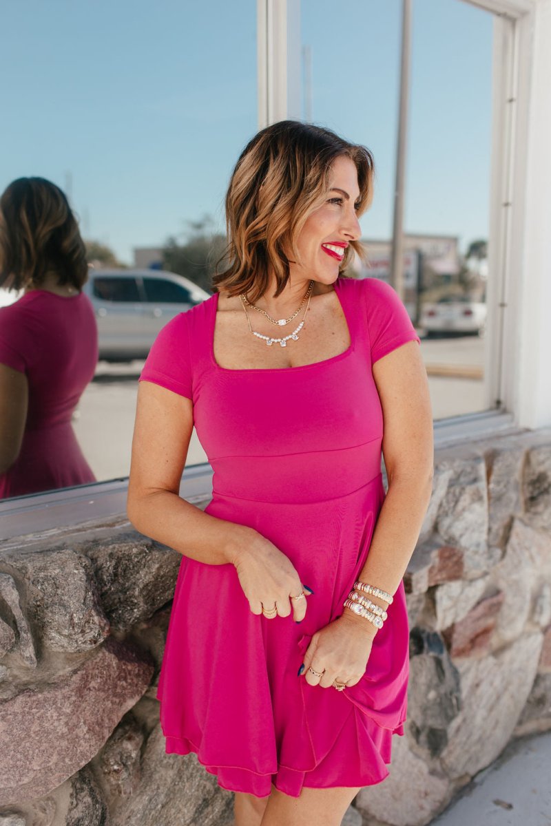 The Madeline Dress In Hot Pink - Reg & Curvy - Macoma Boutique250 Dresses