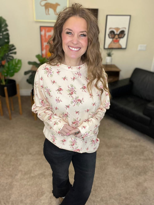 The Sierra Pullover in Butter Yellow Floral - Reg & Curvy - Macoma Boutique130 Sweaters